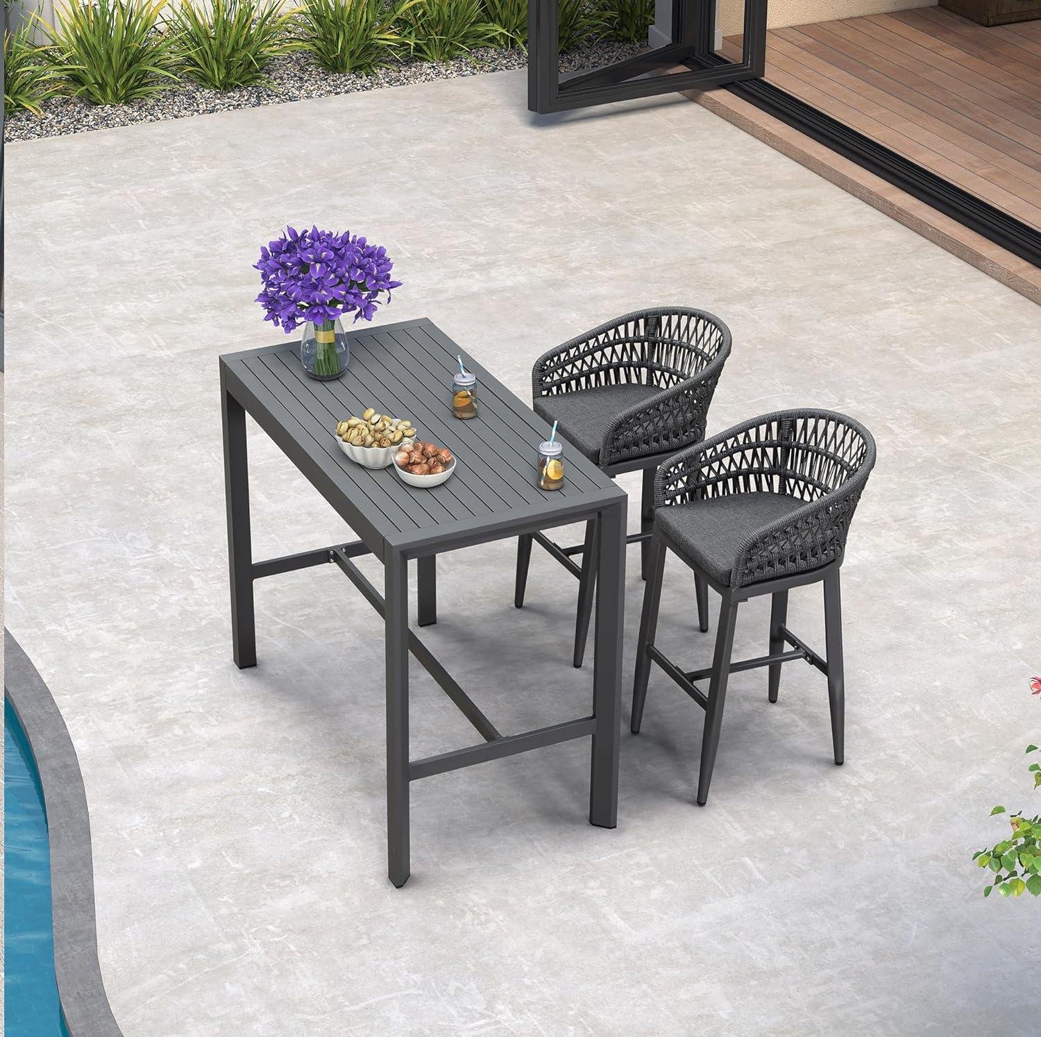 Outdoor Bar Stools Counter Stools Rattan Bar Stools Chair with Backrest for Indoor or Outdoor, Kitchen lsland - Image 14