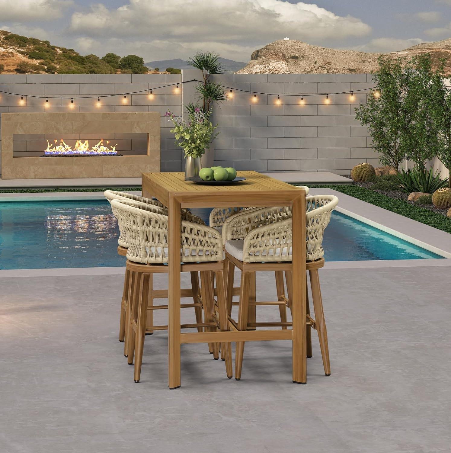 Outdoor Bar Stools Counter Stools Rattan Bar Stools Chair with Backrest for Indoor or Outdoor, Kitchen lsland - Image 16