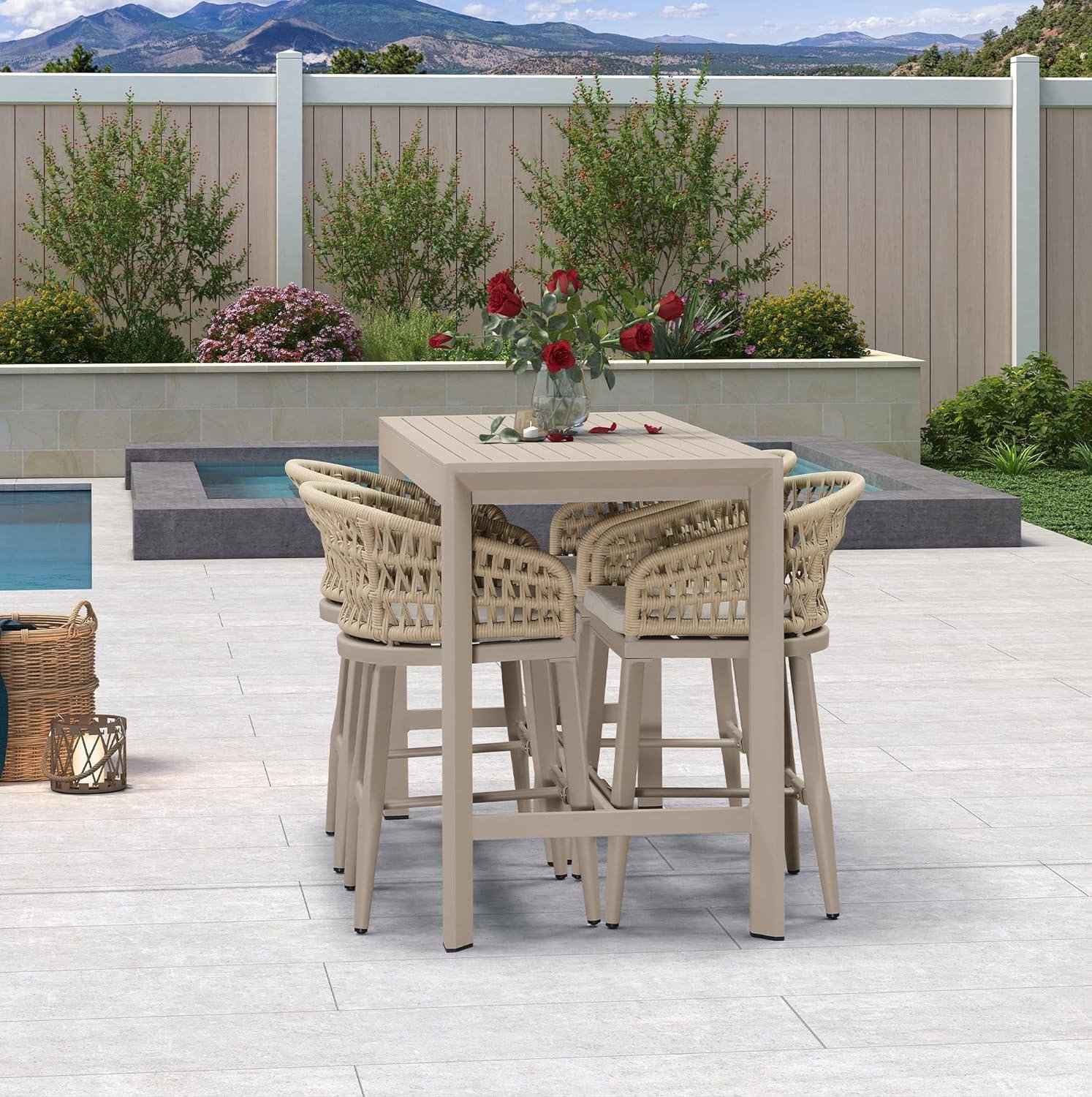 Outdoor Bar Stools Counter Stools Rattan Bar Stools Chair with Backrest for Indoor or Outdoor, Kitchen lsland - Image 7