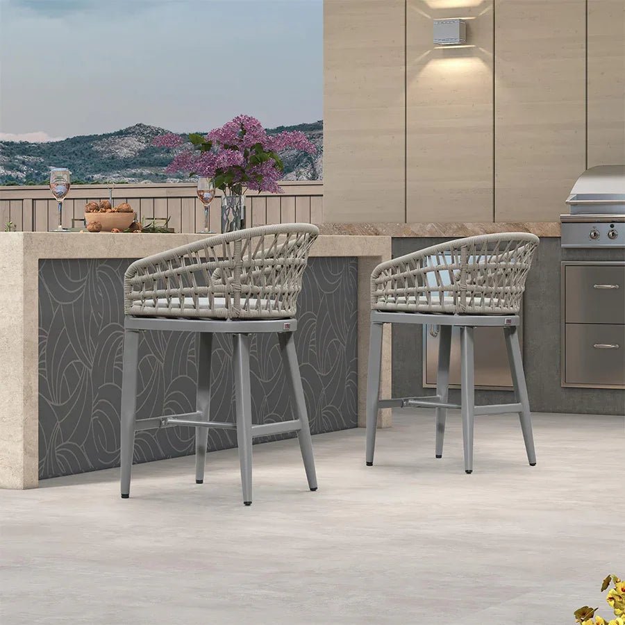 Outdoor Bar Stools Counter Stools Rattan Bar Stools Chair with Backrest for Indoor or Outdoor, Kitchen lsland - Image 70