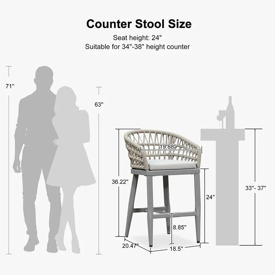 Outdoor Bar Stools Counter Stools Rattan Bar Stools Chair with Backrest for Indoor or Outdoor, Kitchen lsland - Image 77