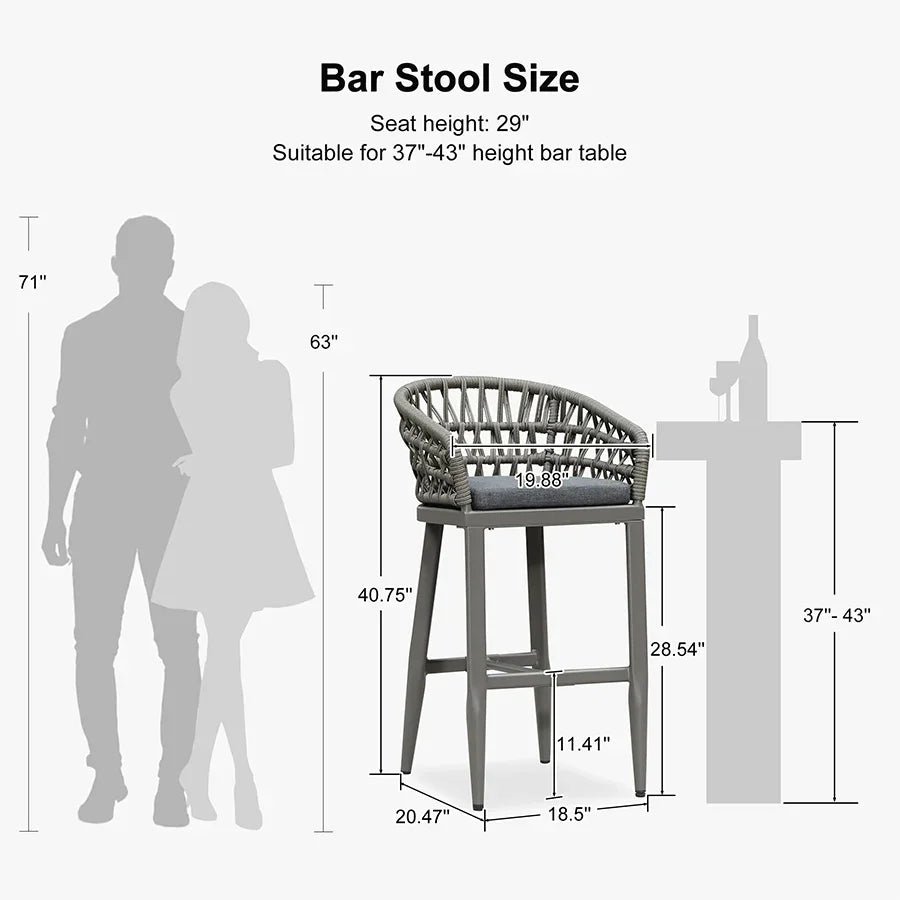 Outdoor Bar Stools Counter Stools Rattan Bar Stools Chair with Backrest for Indoor or Outdoor, Kitchen lsland - Image 76