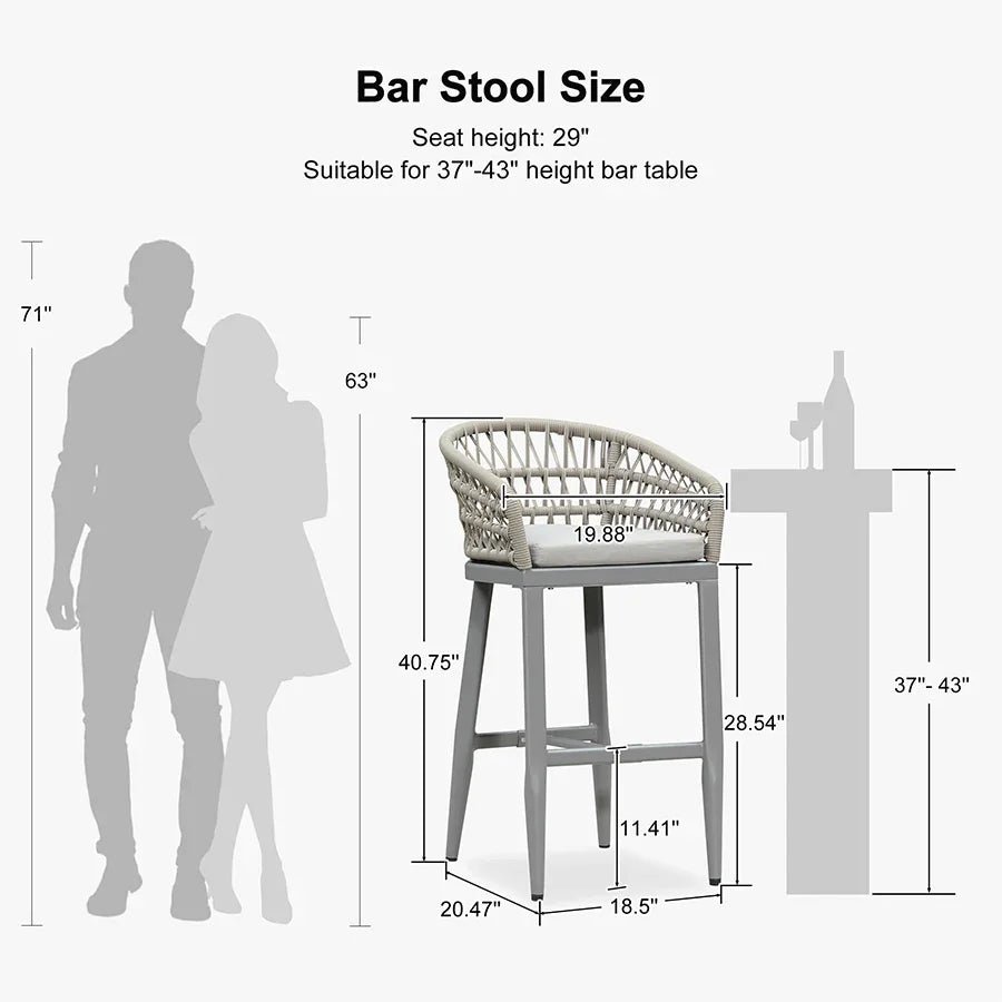 Outdoor Bar Stools Counter Stools Rattan Bar Stools Chair with Backrest for Indoor or Outdoor, Kitchen lsland - Image 80