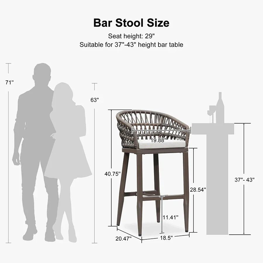 Outdoor Bar Stools Counter Stools Rattan Bar Stools Chair with Backrest for Indoor or Outdoor, Kitchen lsland - Image 87
