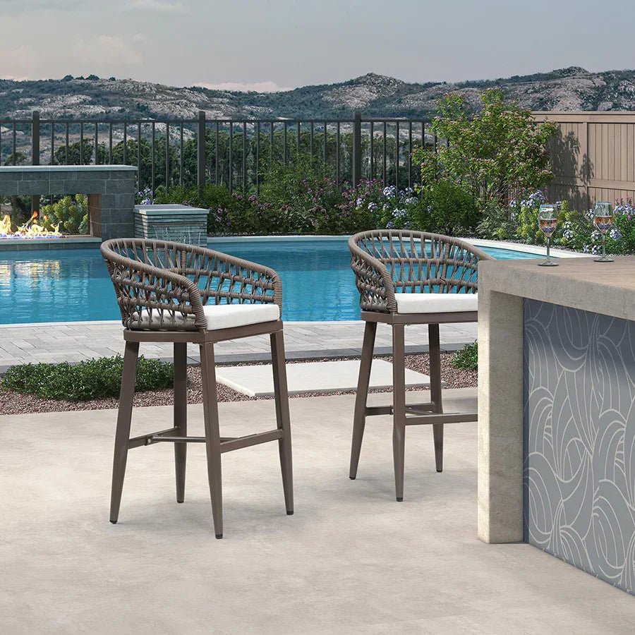 Outdoor Bar Stools Counter Stools Rattan Bar Stools Chair with Backrest for Indoor or Outdoor, Kitchen lsland - Image 89