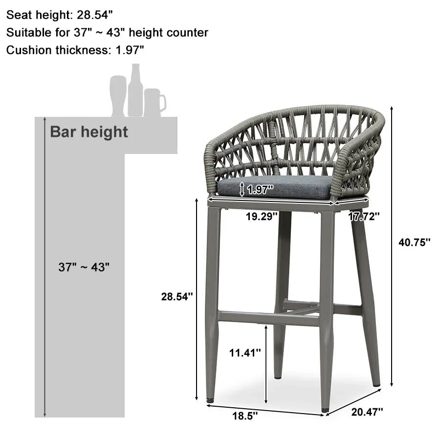 Outdoor Bar Stools Counter Stools Rattan Bar Stools Chair with Backrest for Indoor or Outdoor, Kitchen lsland - Image 97