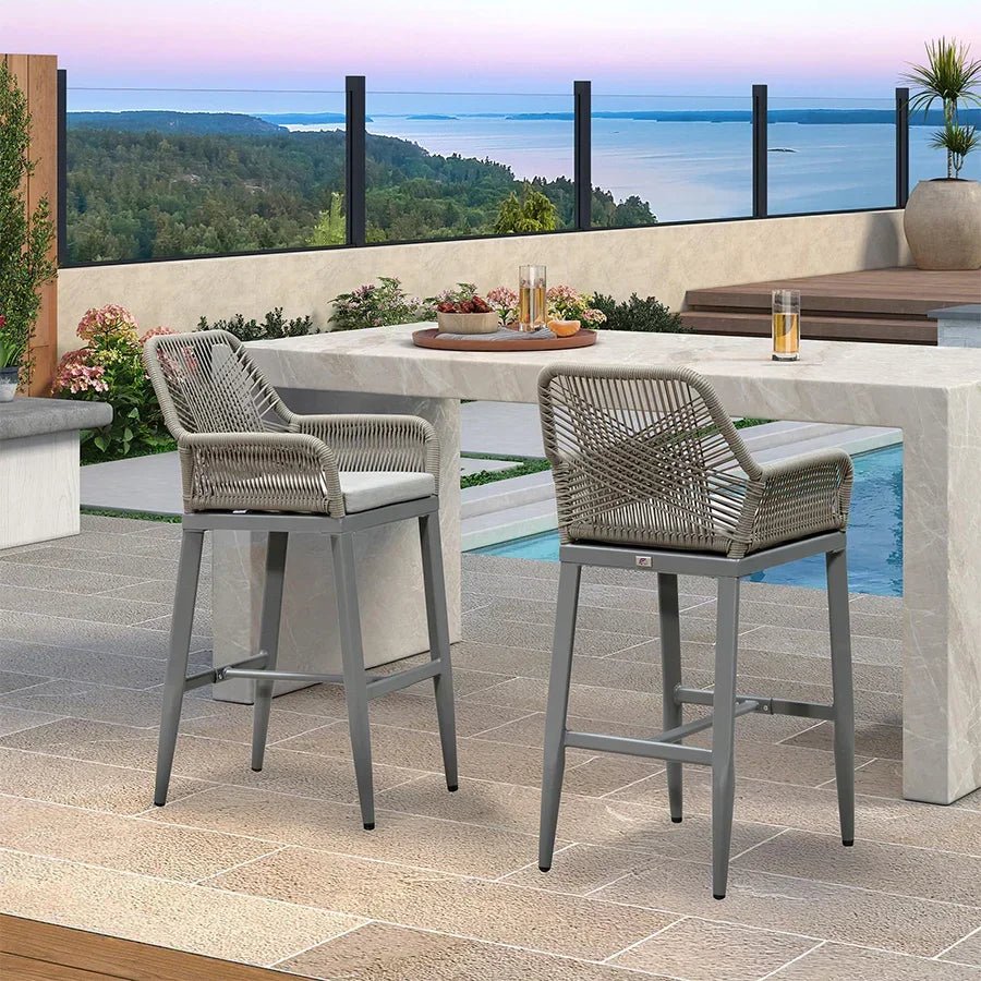 Modern Bar Stools Aluminum Bar Stool with Cushion for Indoor and Outdoor, Kitchen Island - Image 45