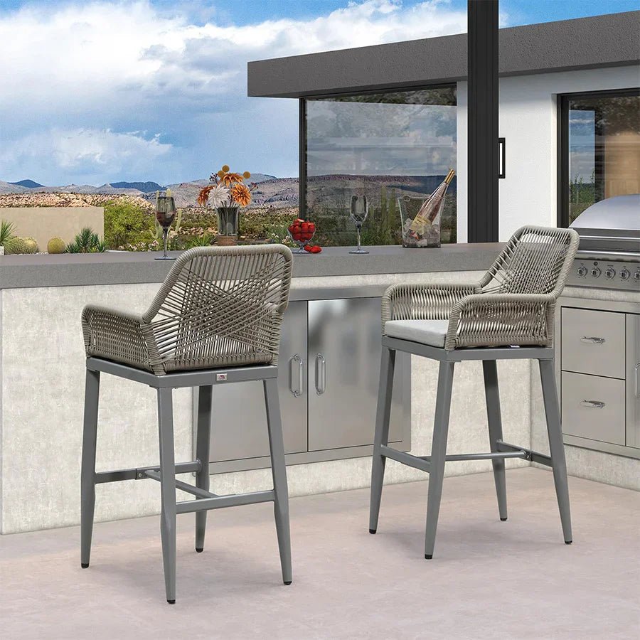 Modern Bar Stools Aluminum Bar Stool with Cushion for Indoor and Outdoor, Kitchen Island - Image 60