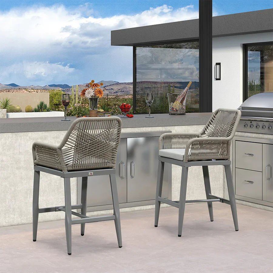 Modern Bar Stools Aluminum Bar Stool with Cushion for Indoor and Outdoor, Kitchen Island - Image 66