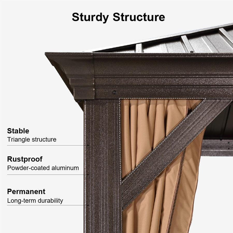 Outdoor Hardtop Gazebo for Garden Bronze Double Roof Aluminum Frame Pavilion - Image 61